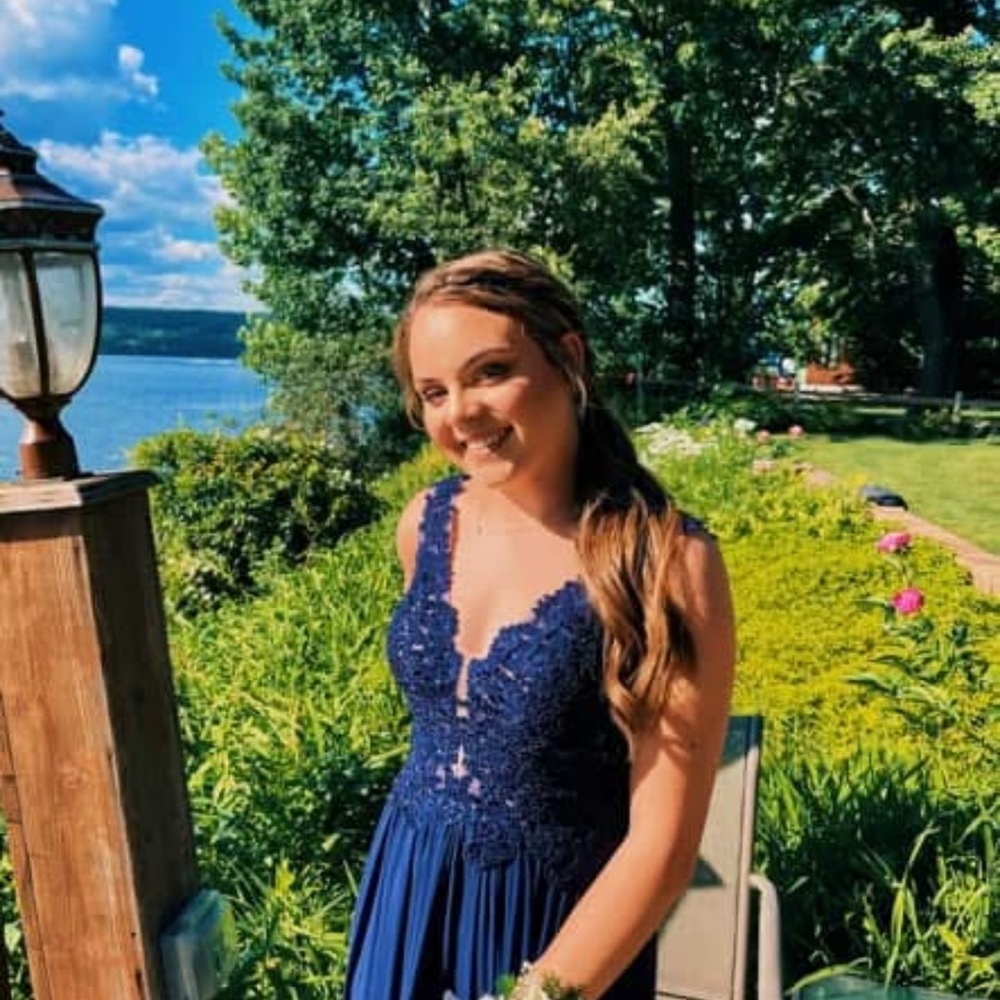 Sherri Hill Navy Blue Prom Dress